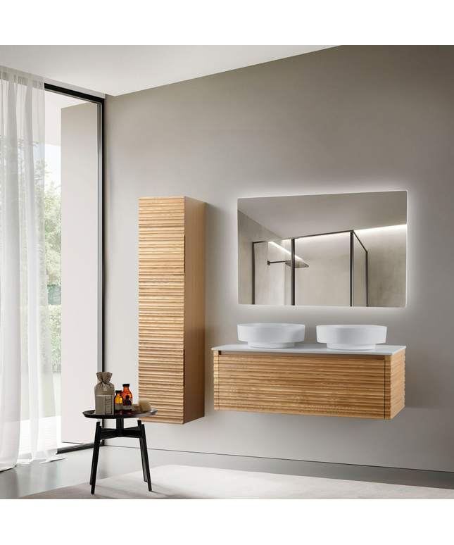 KAMELLIA wastafelonderkast – 119x40x52 cm – Licht walnoten – Greeploos & softclose