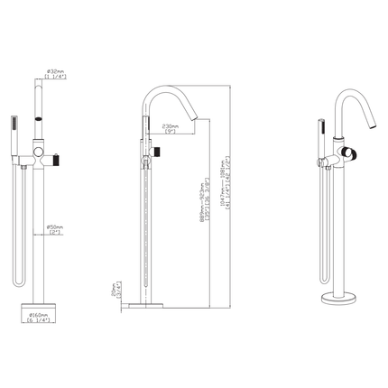ALONI Stria badmengkraan – vrijstaand – thermostatisch – chroom