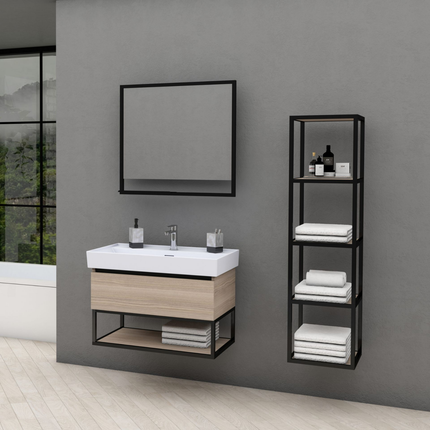 ALONI SHARP wastafelonderkast – 80 cm – Noot eiken