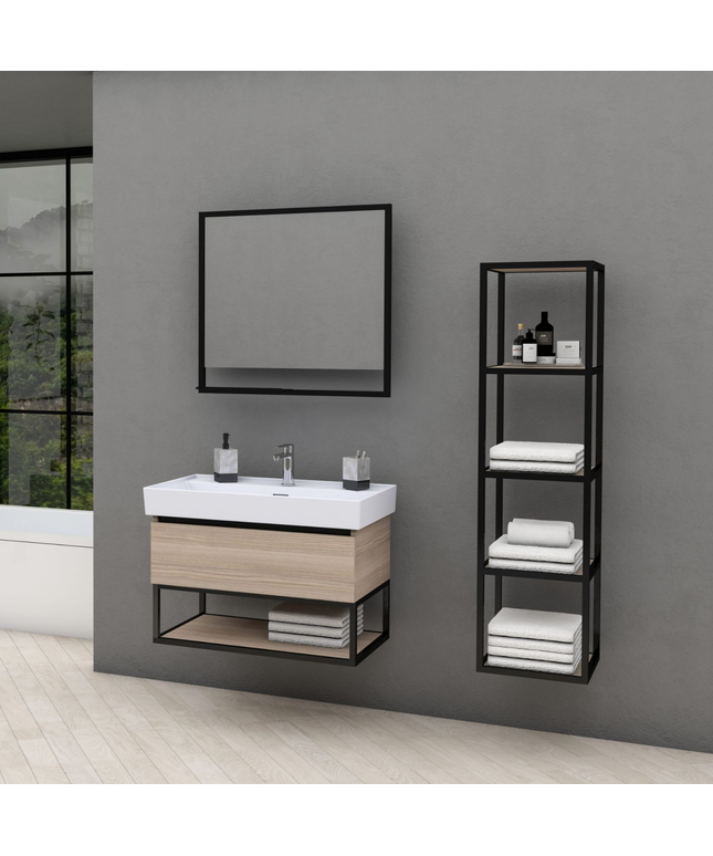 ALONI SHARP wastafelonderkast – 80 cm – Noot eiken