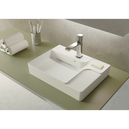 Creavit Ruby wastafel – opbouw – keramiek – met kraangat – 60x13,5x45 cm – glanzend wit