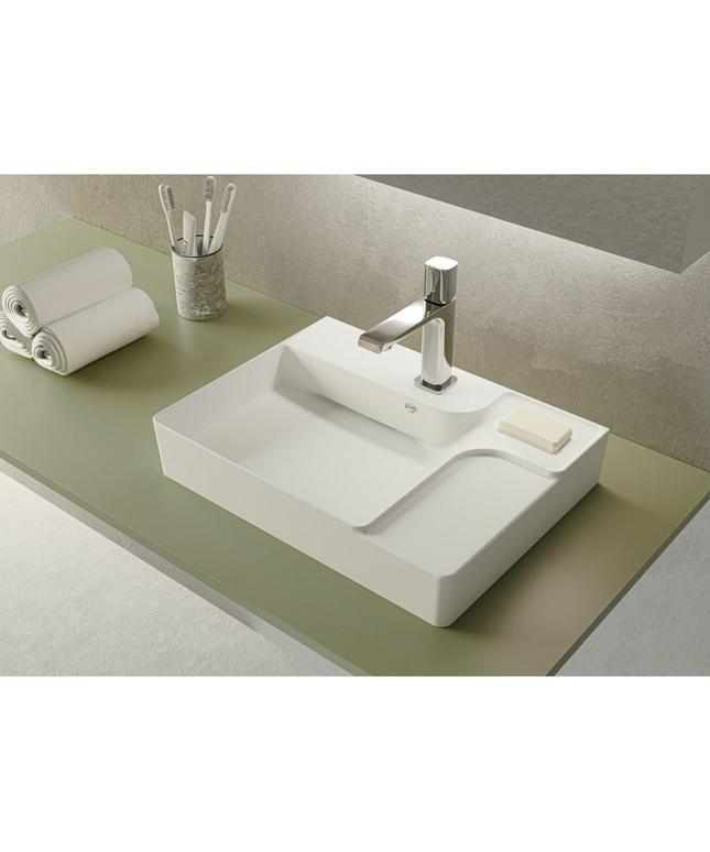 Creavit Ruby wastafel – opbouw – keramiek – met kraangat – 60x13,5x45 cm – glanzend wit