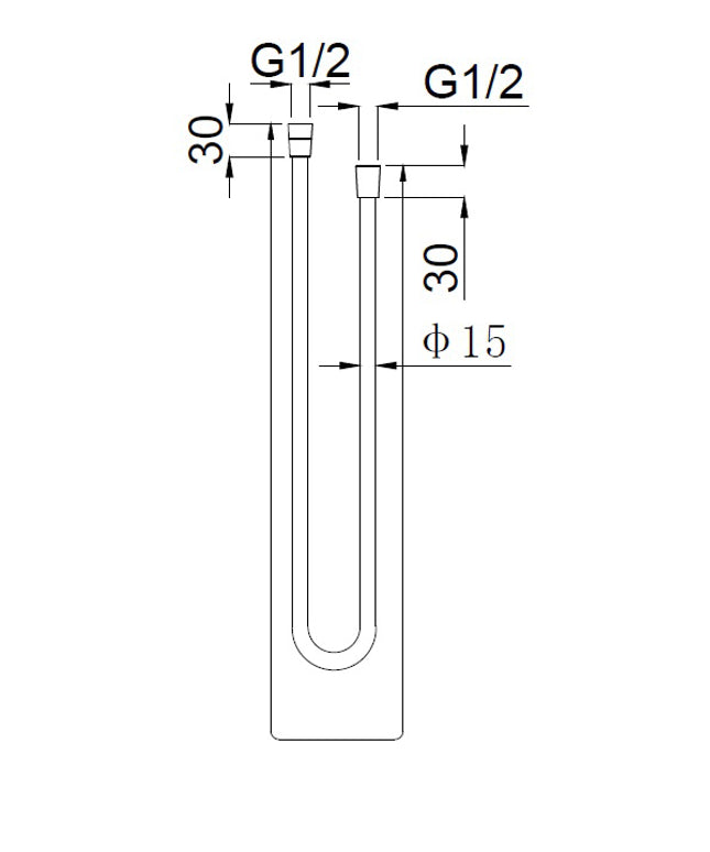 Wiesbaden UniMatch doucheslang 150 cm mat zwart RVS look - technische tekening | Schwertz & Co