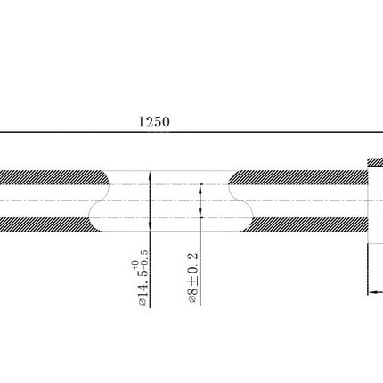 Wiesbaden UniMatch doucheslang kunststof 125 cm chroom - technische tekening | Schwertz & Co