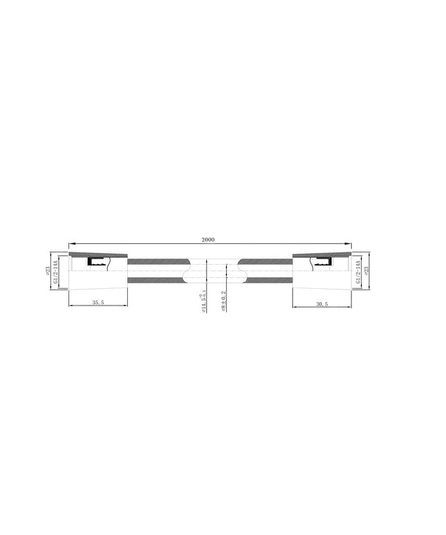 Wiesbaden UniMatch flexible de douche 200 cm chromé - dessin technique | Schwertz & Co