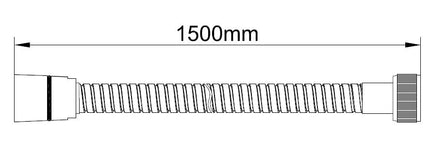 Wiesbaden UniMatch doucheslang metaal 150 cm geborsteld messing - technische tekening | Schwertz & Co