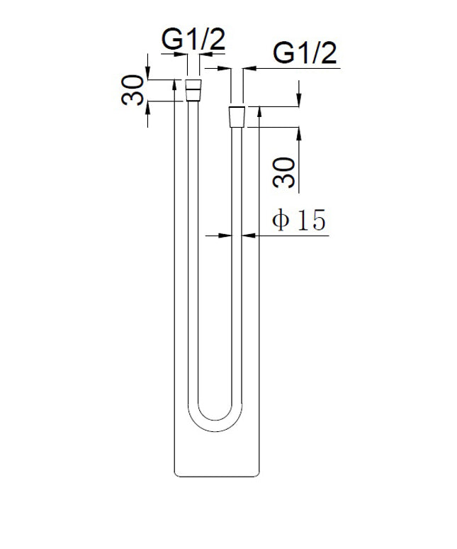 Wiesbaden UniMatch flexible de douche plastique 150 cm cuivre brossé - dessin technique | Schwertz & Co