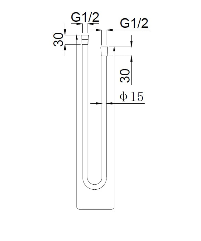 Wiesbaden UniMatch doucheslang 150 cm gunmetal - technische tekening | Schwertz & Co
