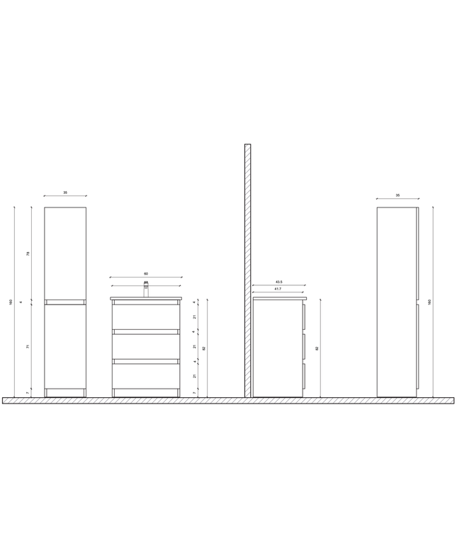 ALONI JUPITER wastafelonderkast – 60 cm – Walnoot – Softclose