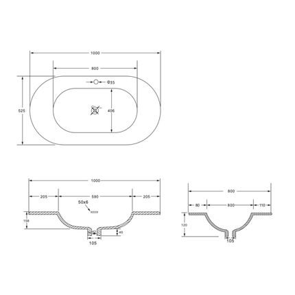 Begonia wastafel – 100x1,2x52,5 cm – mat wit – 1 wasbak