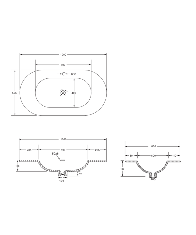 Begonia wastafel – 100x1,2x52,5 cm – mat wit – 1 wasbak