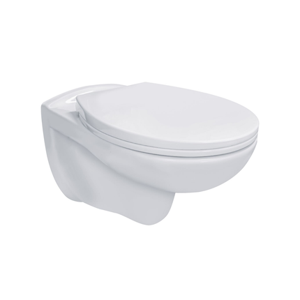 Aloni Pro hangtoilet / ophang WC – randloos – met zitting – thermoplast (PP) – glanzend wit