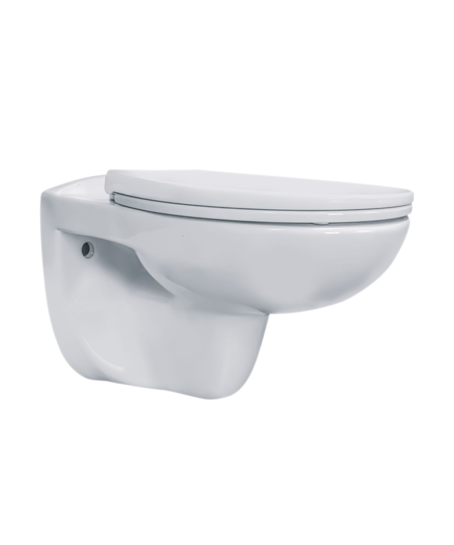 Aloni Pro hangtoilet / ophang WC – randloos – met zitting – thermoplast (PP) – glanzend wit