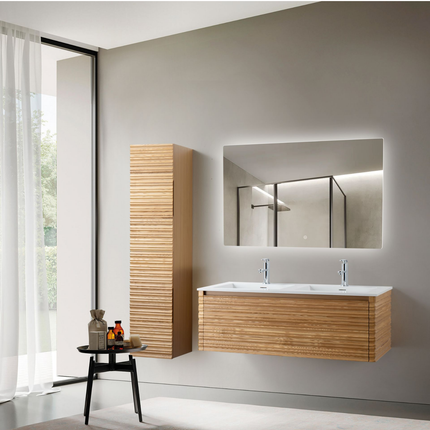 KAMELLIA wastafelonderkast – 119x40x52 cm – Licht walnoten – Greeploos & softclose