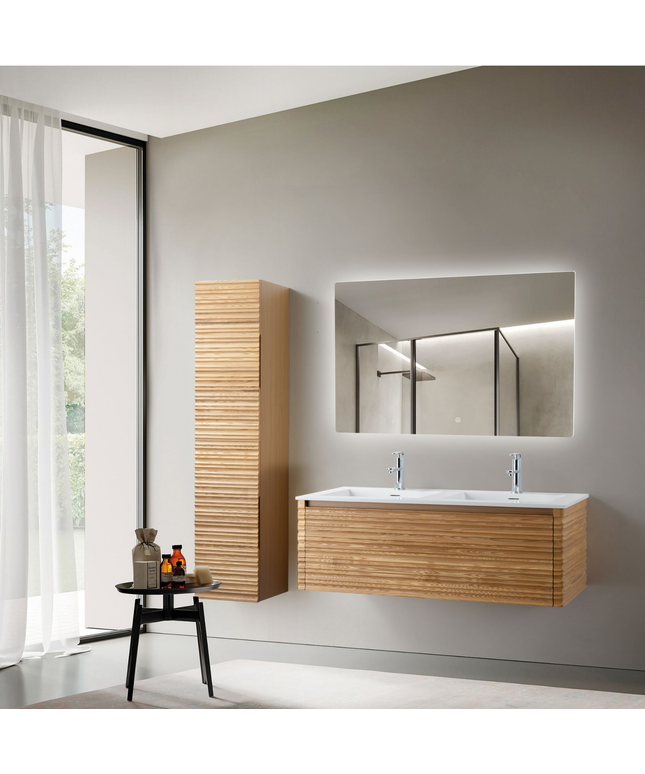 KAMELLIA wastafelonderkast – 119x40x52 cm – Licht walnoten – Greeploos & softclose