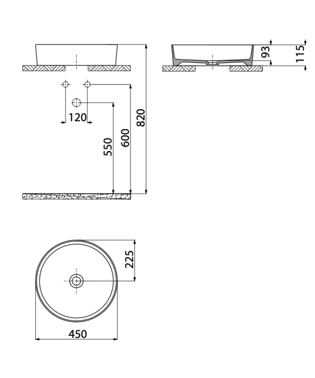 Creavit Loop Opbouw Waskom – 45 cm – Koel Grijs