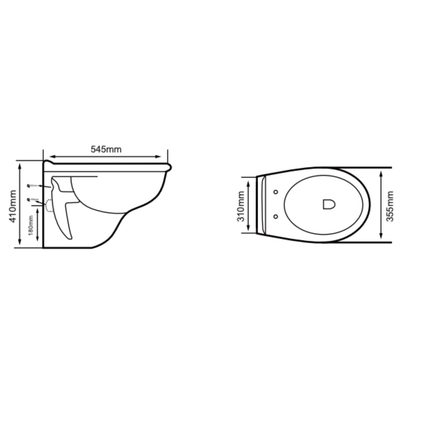 Aloni Pro hangtoilet / ophang WC – randloos – met zitting – thermoplast (PP) – glanzend wit