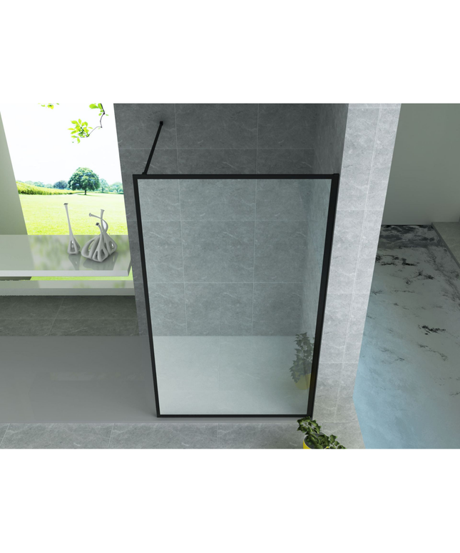 ALONI inloopdouchewand met mat zwart profiel – 80x200 cm – 8 mm veiligheidsglas