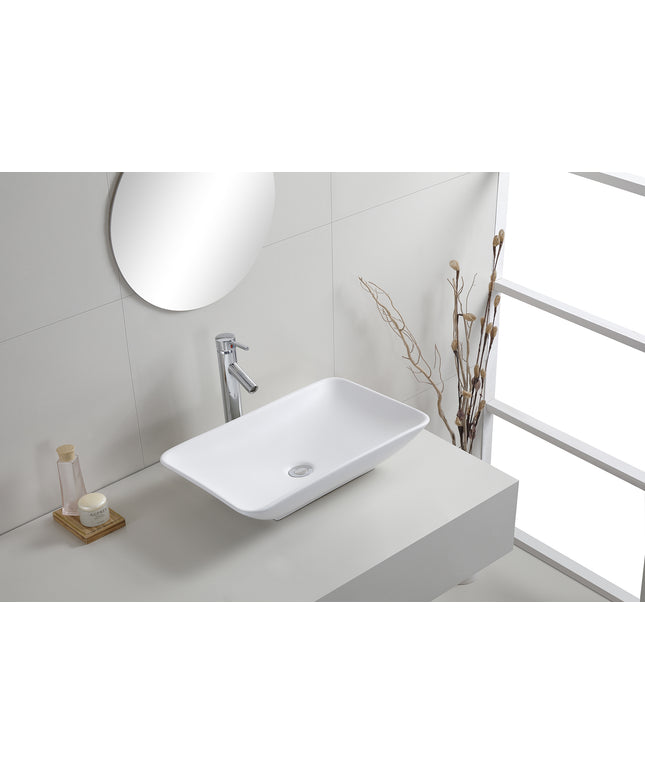 Wiesbaden Karé waskom rechthoekig 58 x 36 cm keramiek mat wit - sfeerfoto | Schwertz & Co