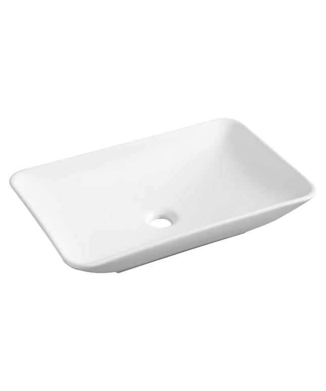 Wiesbaden Karé waskom rechthoekig 58 x 36 cm keramiek mat wit | Schwertz & Co