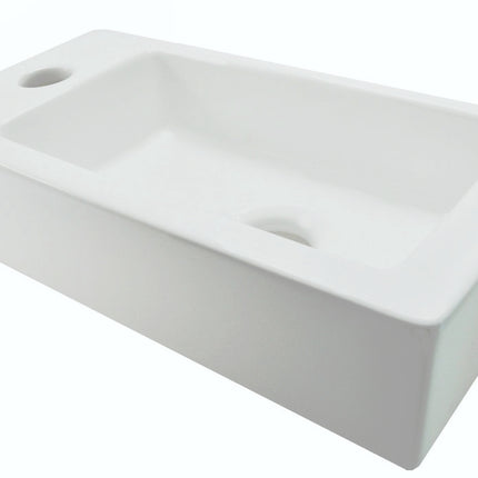 Wiesbaden Rhea S mini fontein links 36,5 cm keramiek mat wit - detailfoto | Schwertz & Co