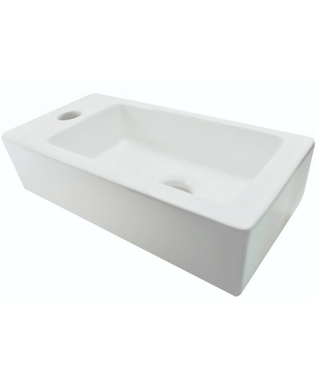 Wiesbaden Rhea S mini fontein links 36,5 cm keramiek mat wit - detailfoto | Schwertz & Co