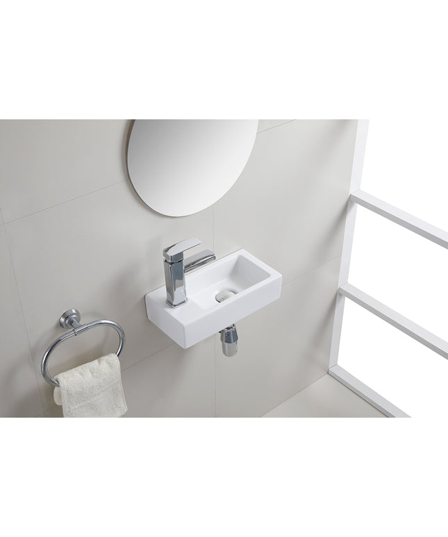 Wiesbaden Rhea S mini fontein links 36,5 cm keramiek mat wit - sfeerfoto | Schwertz & Co
