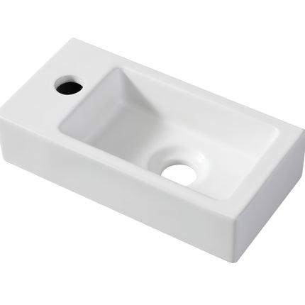 Wiesbaden Rhea S mini fontein links 36,5 cm keramiek mat wit | Schwertz & Co