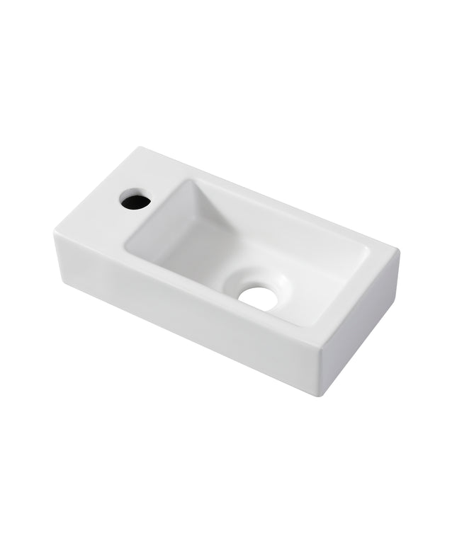 Wiesbaden Rhea S mini fontein links 36,5 cm keramiek mat wit | Schwertz & Co