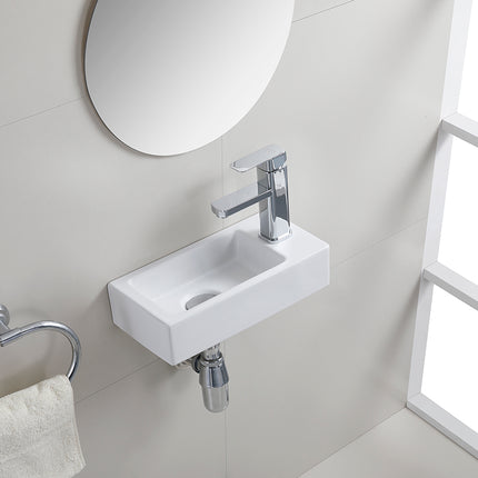 Wiesbaden Rhea S mini fontein rechts 36,5 cm keramiek mat wit - sfeerfoto | Schwertz & Co
