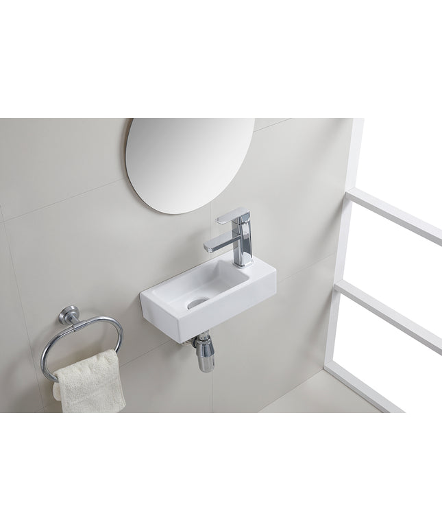 Wiesbaden Rhea S mini fontein rechts 36,5 cm keramiek mat wit - sfeerfoto | Schwertz & Co