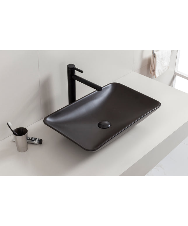 Wiesbaden Karé waskom rechthoekig 58 x 36 cm keramiek mat zwart - sfeerfoto | Schwertz & Co