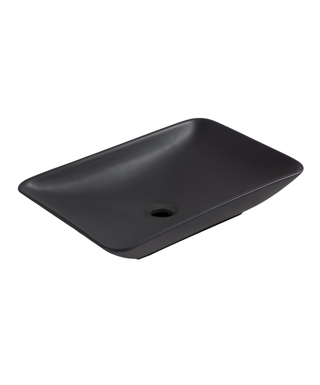 Wiesbaden Karé waskom rechthoekig 58 x 36 cm keramiek mat zwart | Schwertz & Co