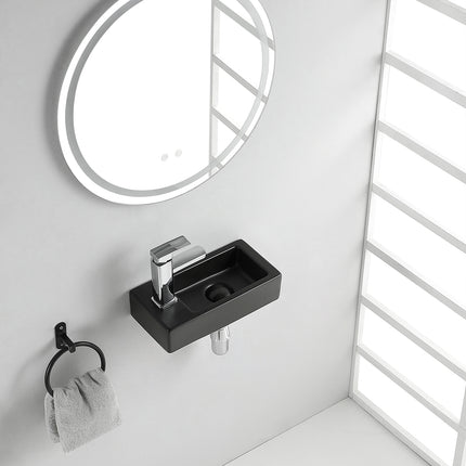 Wiesbaden Rhea S mini fontein links keramiek mat zwart - sfeerfoto | Schwertz & Co