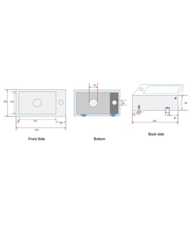 Wiesbaden Rhea S mini fontein rechts keramiek mat zwart - technische tekening | Schwertz & Co