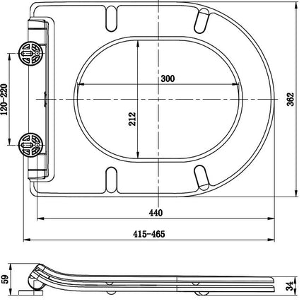 Wiesbaden Vesta wandcloset met Flatline toiletzitting 52 cm glans wit - technische tekening 2 | Schwertz & Co