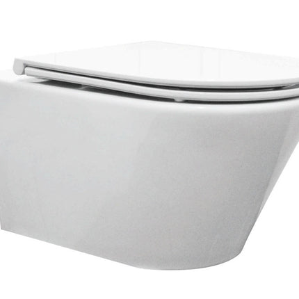 Wiesbaden Vesta wandcloset rimless met Flatline toiletzitting 52 cm glans wit - detailfoto | Schwertz & Co
