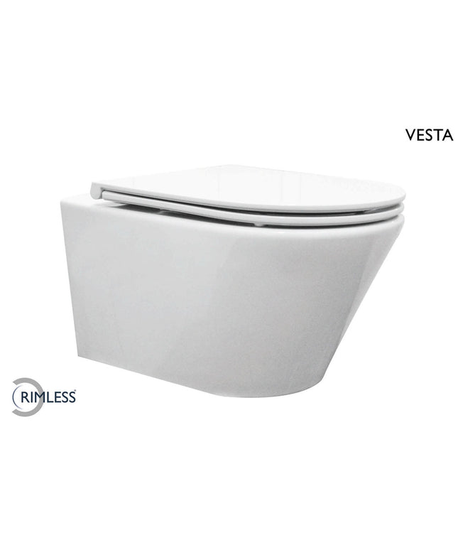 Wiesbaden Vesta wandcloset rimless met Flatline toiletzitting 52 cm glans wit - detailfoto | Schwertz & Co