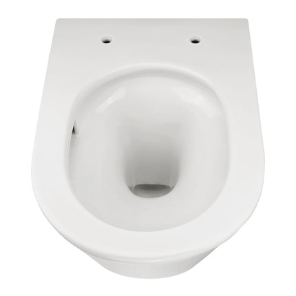 Wiesbaden Vesta Tornado Flush wandcloset rimless glans wit - detailfoto binnenzijde | Schwertz & Co