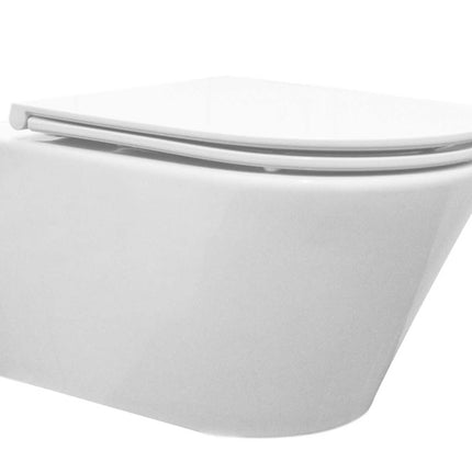 Wiesbaden Vesta Tornado wandcloset rimless met Flatline zitting glans wit | Schwertz & Co