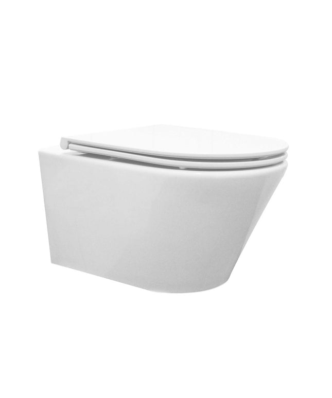 Wiesbaden Vesta Tornado wandcloset rimless met Flatline zitting glans wit | Schwertz & Co