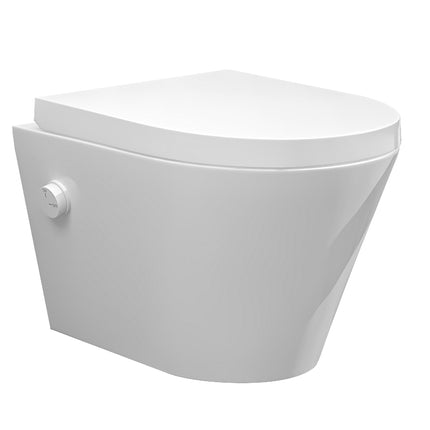 Wiesbaden Vesta wandcloset rimless met bidetkraan en Vesta zitting glans wit | Schwertz & Co