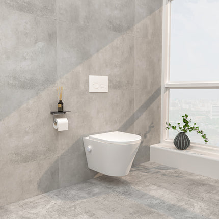 Wiesbaden Vesta wandcloset rimless bidetkraan warm-koud mat wit - Shade slim toiletzitting | Schwertz & Co