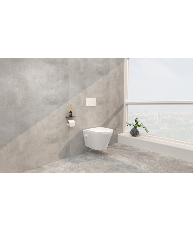 Wiesbaden Vesta wandcloset rimless bidetkraan warm-koud mat wit - Shade slim toiletzitting | Schwertz & Co