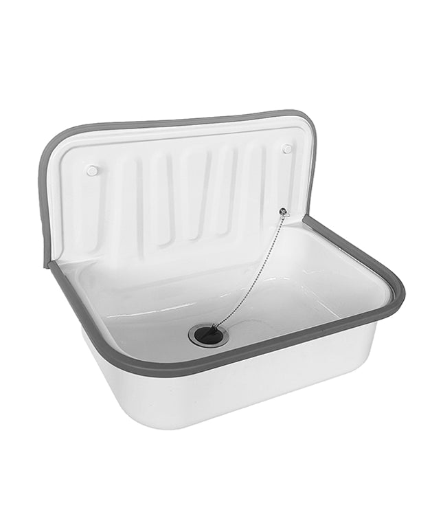 Xellanz uitstortgootsteen plaatstaal 50,5 x 33 x 37 cm glans wit | Schwertz & Co