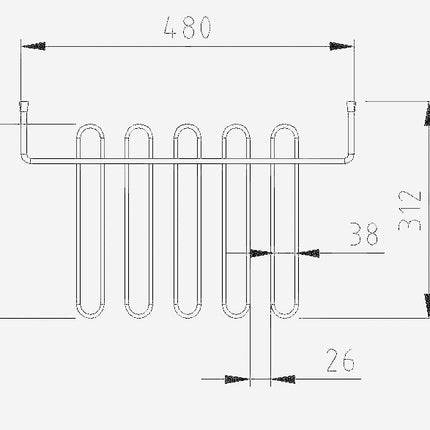 Xellanz rooster voor uitstortgootsteen 48 x 32 cm mat zwart - technische tekening | Schwertz & Co
