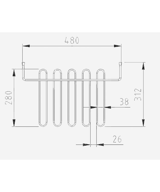 Xellanz rooster voor uitstortgootsteen 48 x 32 cm mat zwart - technische tekening | Schwertz & Co