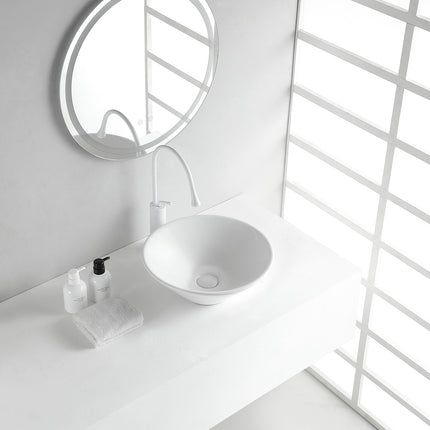 Wiesbaden Circle waskom rond 42 cm keramiek glans wit - sfeerfoto | Schwertz & Co