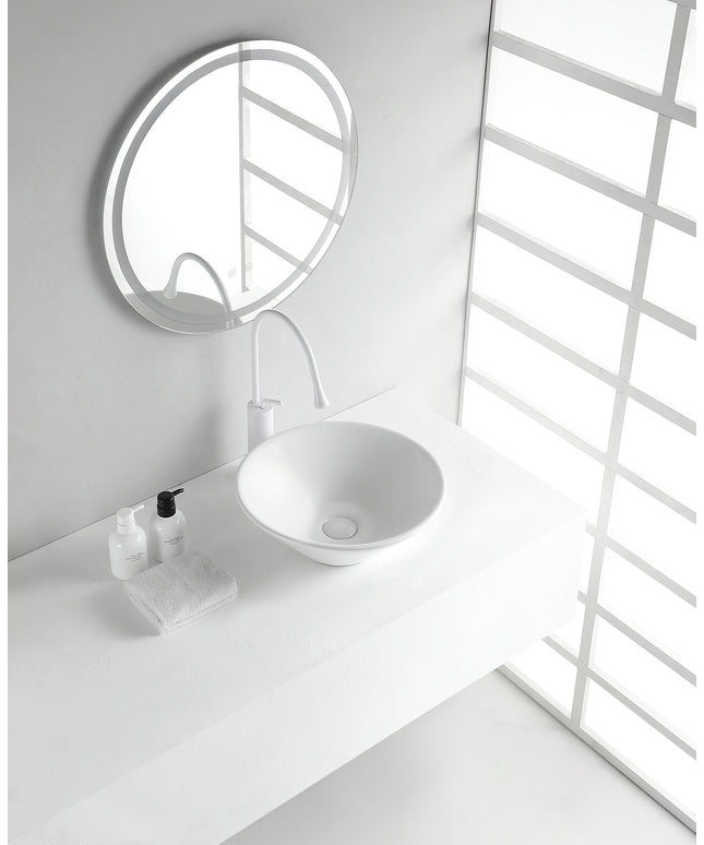 Wiesbaden Circle waskom rond 42 cm keramiek glans wit - sfeerfoto | Schwertz & Co