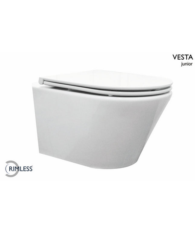Wiesbaden Vesta Junior wandcloset rimless 47 cm glans wit - sfeerfoto | Schwertz & Co